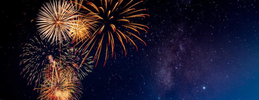 A 4th of July fireworks display near Miami, FL