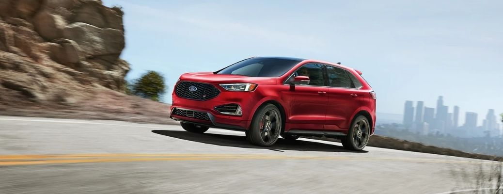 2022 Ford Edge Red driving on the road