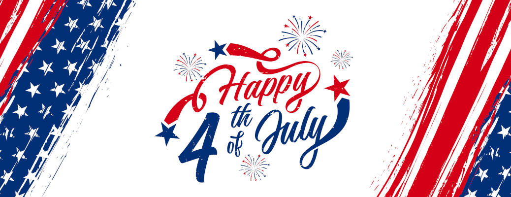 A graphic with a happy July 4th message