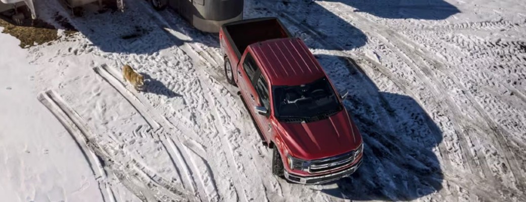 2025 Ford F-150 towing in the snow