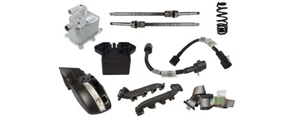 a variety of Ford parts on a white background