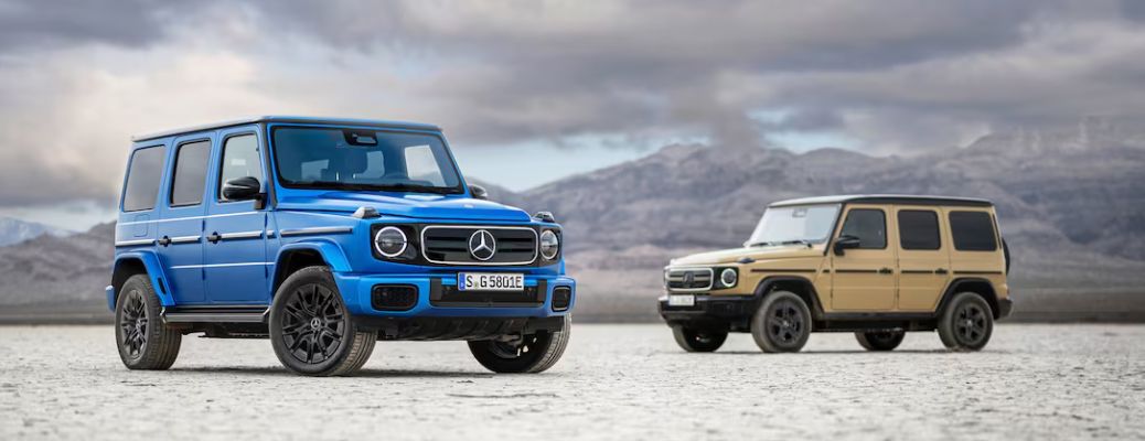 Two 2025 Mercedes‑Benz G 580 side by side