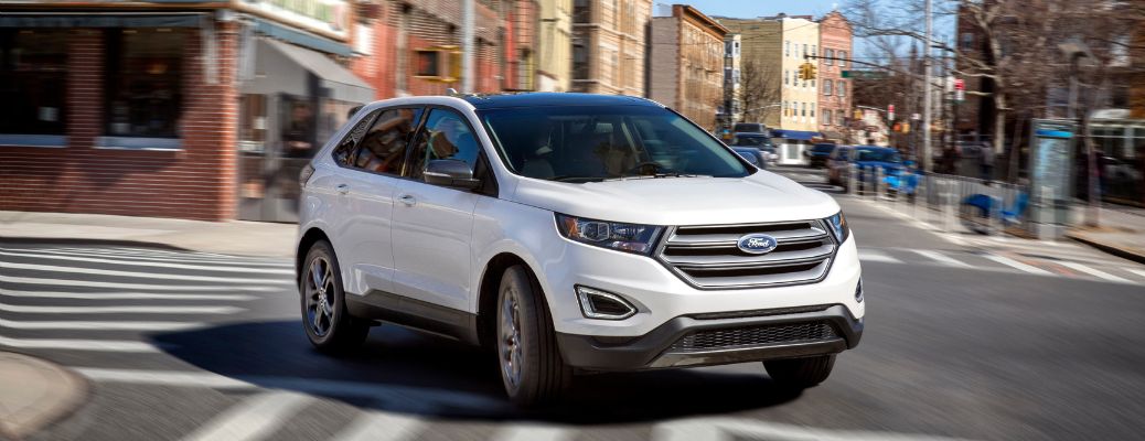 2018 Ford Edge white on the road