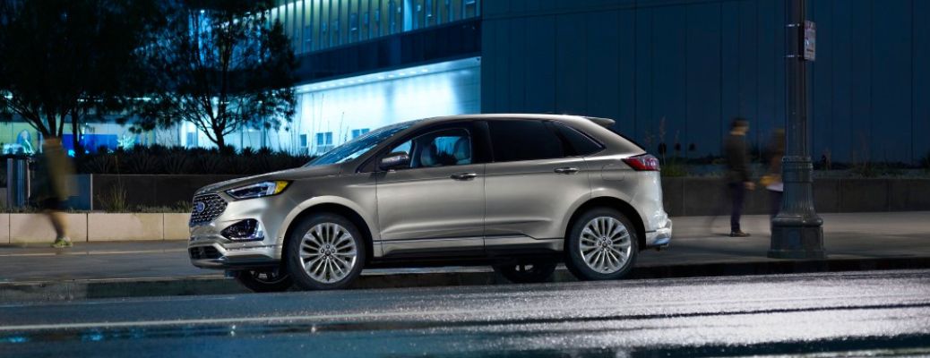 front and side view of grey 2020 ford edge