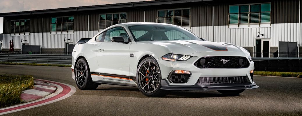 2020 Ford Mustang white on the road