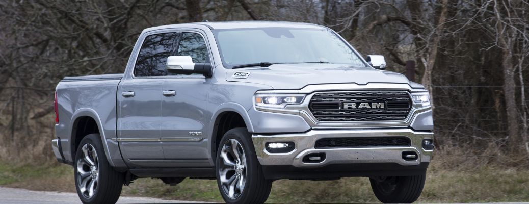 Side view of silver 2020 Ram 1500