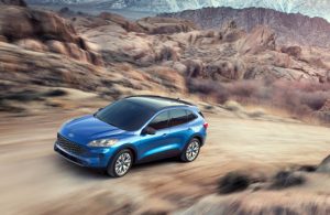 2020 Ford Escape blue on the road