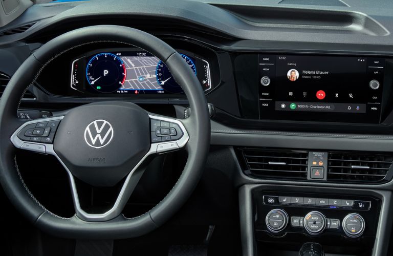 instrument cluster of the 2022 VW Taos displaying driver-assist features