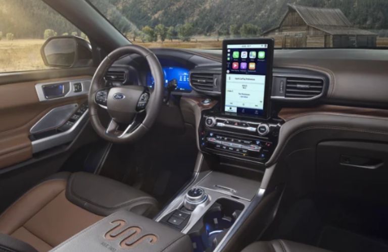 The displays and controls in the 2023 Ford Explorer, which has excellent powertrain options.