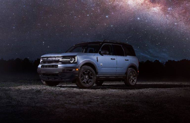 Gray 2024 Ford Bronco Sport with Black Appearance Package in a Desert at Night