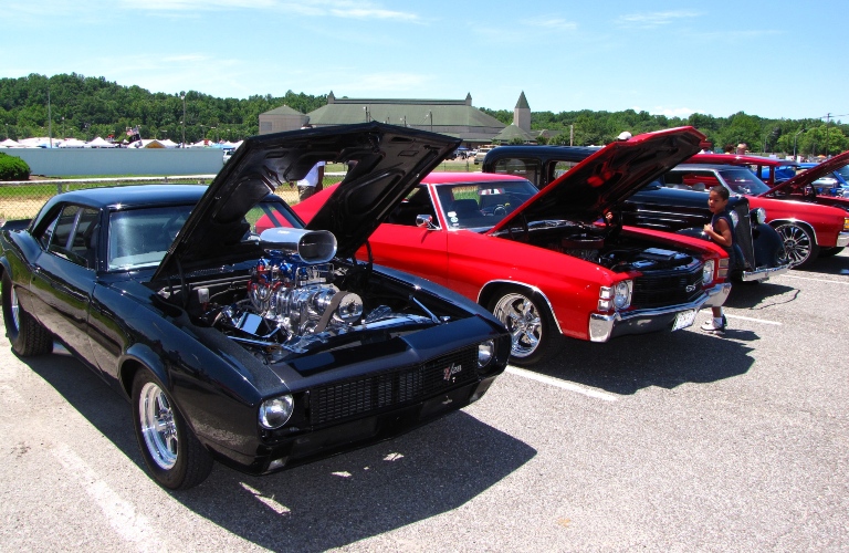 Muscle Cars with Hoods Up