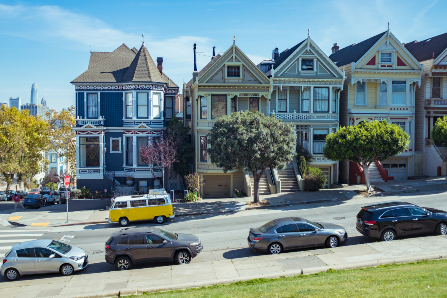 Street parking in front of houses in San Francisco