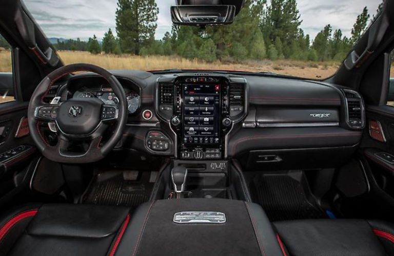 The steering wheel area of the 2023 Ram 1500 is shown.