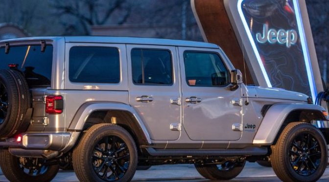 2021 Jeep Wrangler 4xe at a charging station