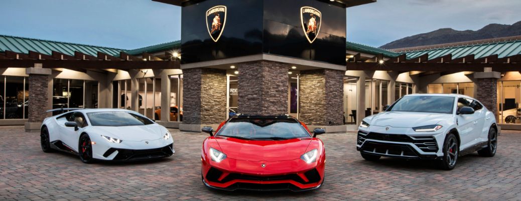 front view of three Lamborghinis