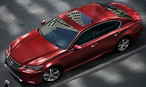 Overhead view of a 2020 Lexus GS parked on the street