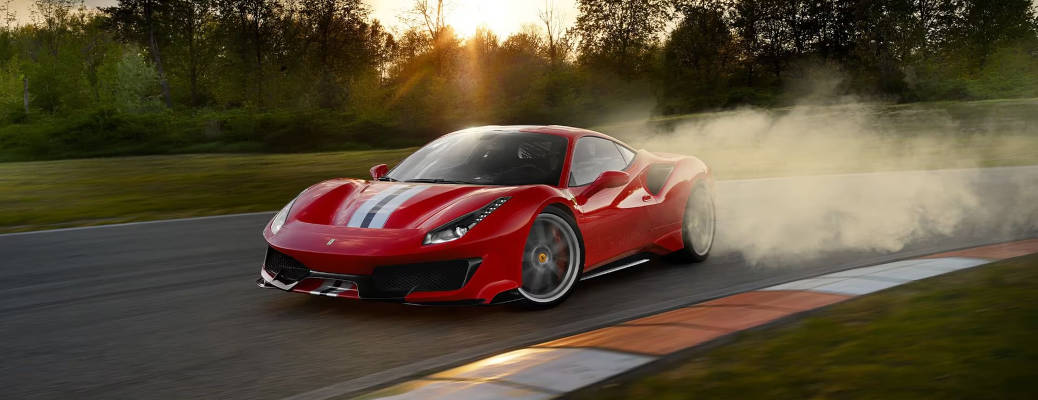 The Ferrari 488 Pista on the racetrack