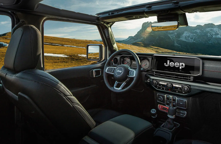2024 Jeep Wrangler steering wheel and dashboard 