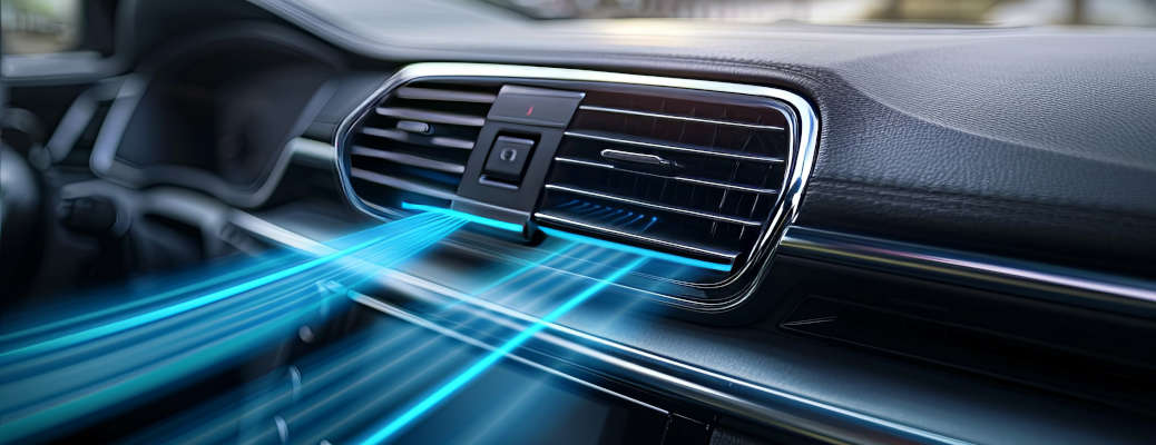 Air Conditioner Vent in a Modern Car Interior with Air Flow Visualized