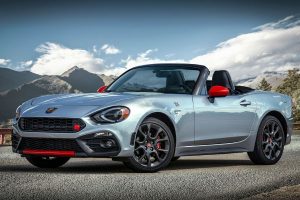 2020 Fiat 124 Spider Abarth in front of mountains
