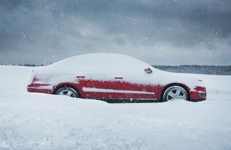 Top of a car covered by snow