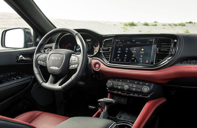 The steering wheel area of the 2023 Dodge Durango is shown.