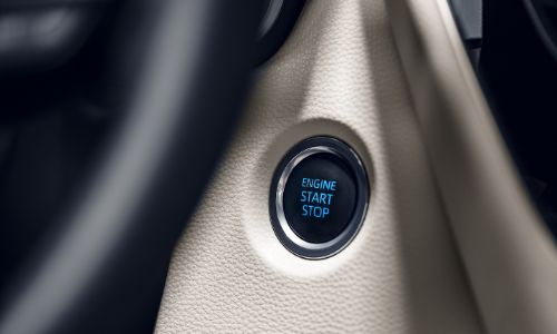 2020 Toyota Corolla close up of power button in xle or xse