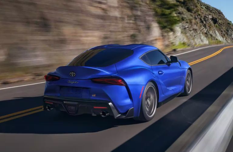 2023 Toyota GR Supra Blue on the road