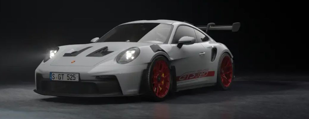 Front-quarter view of the 2023 Porsche 911 GT3 RS White