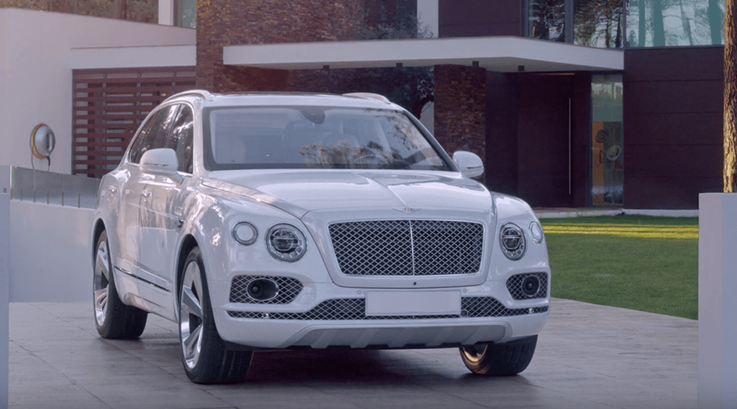 Front view of a parked Bentley Bentayga Hybrid