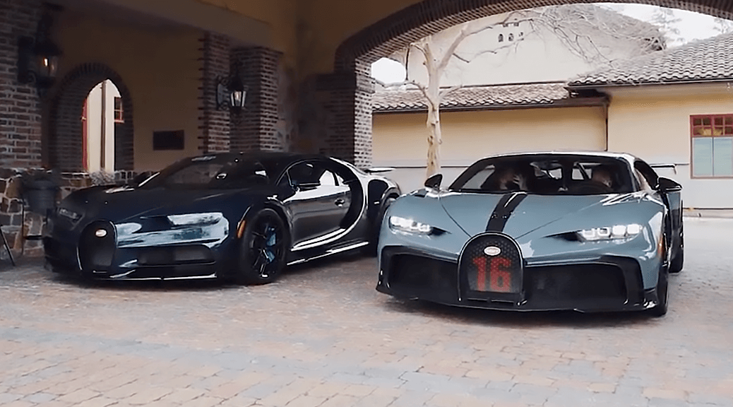 Bugatti Chiron Pur Sport and Sport parked next to each other