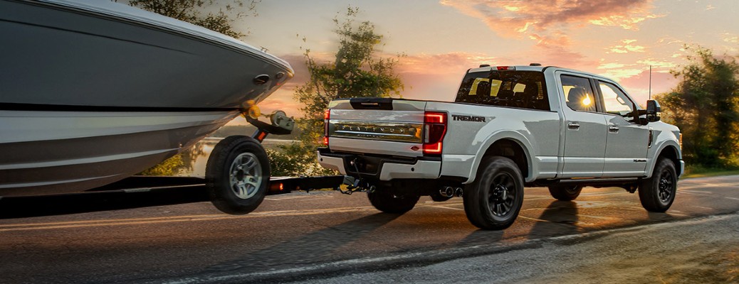 2022 Ford Super Duty towing a boat