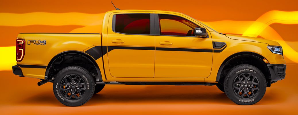2022 Ford Ranger Splash side view with orange paint