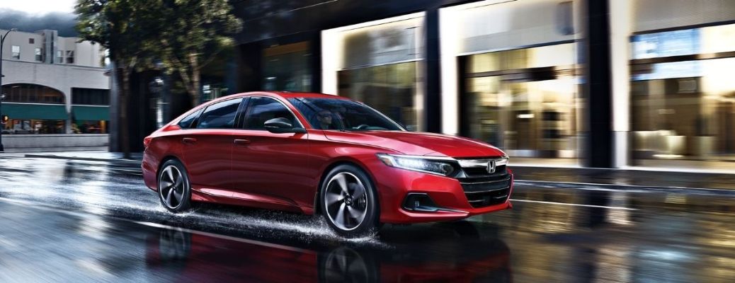 2022 Honda Accord Red driving on the road