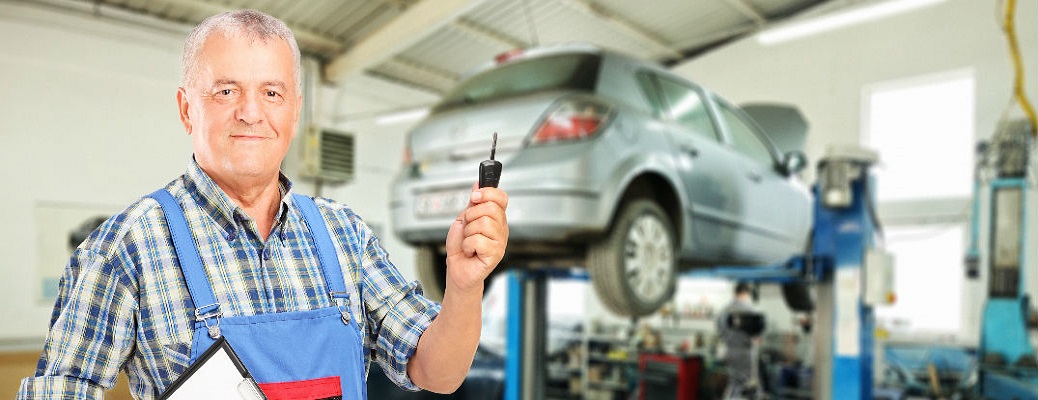 Service technician standing at a service center