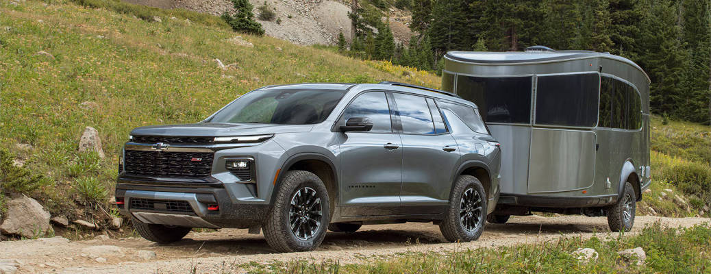 The 2025 Chevy Traverse towing a camper trailer